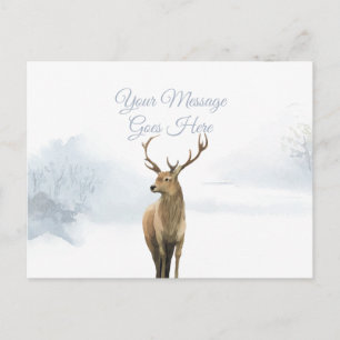 Cartão Postal Férias de Natal Inverno Cervo Cena Elegante