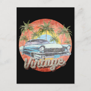 Cartão Postal Férias de Verão de Carro Antigo Rústico