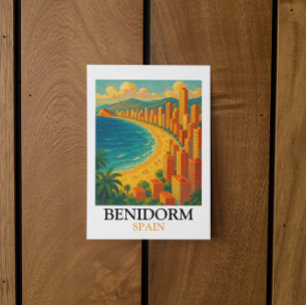 Cartão Postal Férias de Verão em Benidorm Espanha Vintage