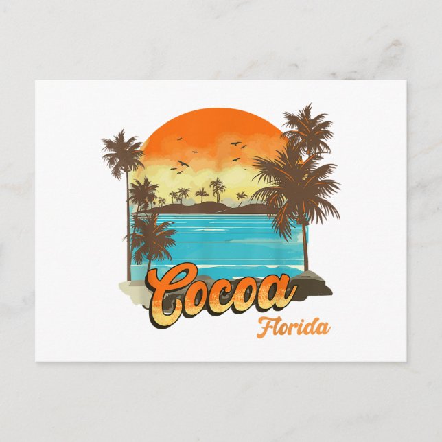 Cartão Postal Férias de Verão na Flórida de Cacau Palm Sunset (Frente)