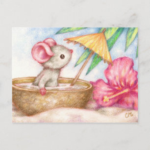 Cartão Postal Férias do mouse - Cartão-postal de arte em praia