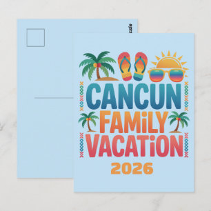 Cartão Postal Férias em Família em Cancun Viagem à Praia no Méxi
