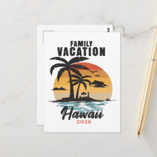 Cartão Postal Férias em Família no Havaí 2026 Tropical