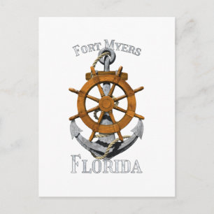 Cartão Postal Férias em Fort Myers Flórida Âncora Náutica Leme S