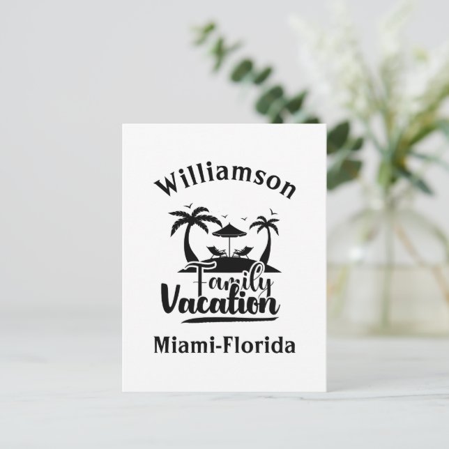 Cartão Postal Férias familiares personalizadas (Em pé/Frente)