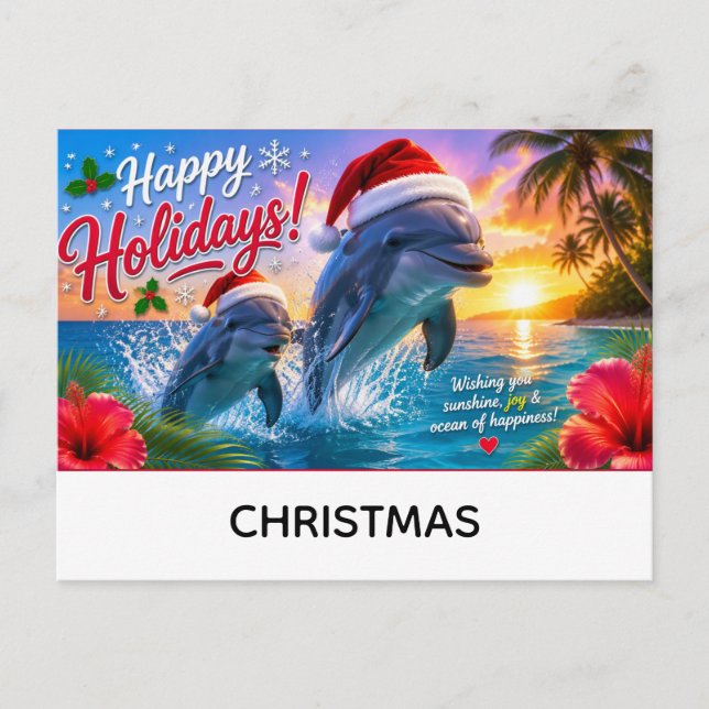 Cartão Postal Férias felizes com tema de natal (Frente)