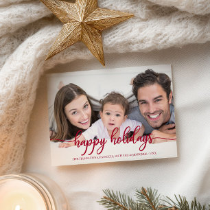 Cartão Postal Férias Felizes Foto Caligrafia Vermelha Natal
