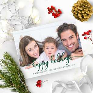 Cartão Postal Férias Felizes Fotografia Caligrafia Verde Natal
