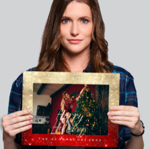 Cartão Postal Férias Felizes Gold Cottage Foto Vermelho Spark Po