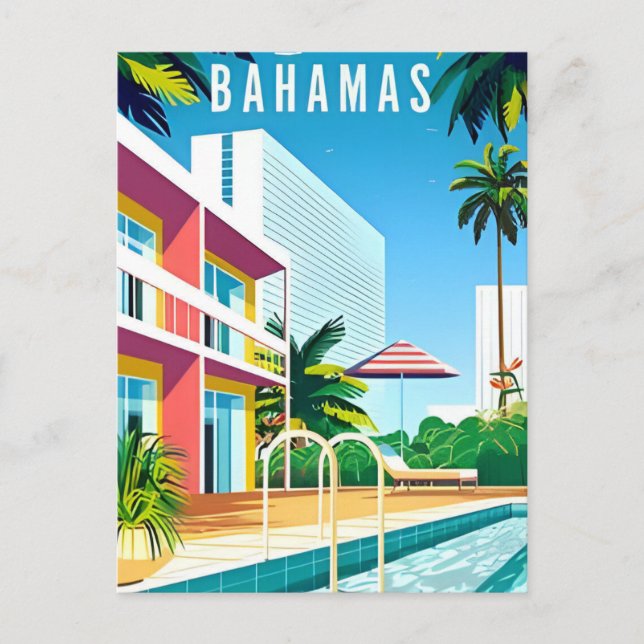 Cartão Postal férias nas ilhas tropicais das Bahamas viagens vin (Frente)