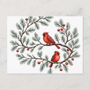 Cartão Postal Férias Personalizadas do Cardinal de Inverno, Nata