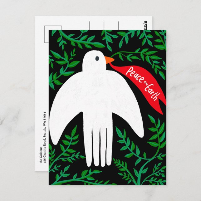 Cartão Postal Férias PERSONALIZADAS do Natal da Paz na Terra (Frente/Verso)