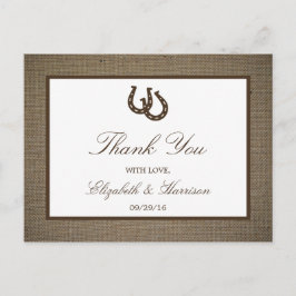 Cartão Postal Ferradura Russa Do País No Casamento Burlap