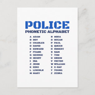 Cartão Postal Ferramenta de Comunicação da Polícia - Alfabeto de