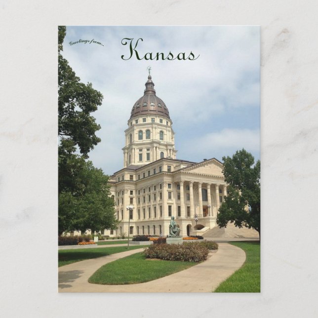 Cartão Postal Ferramenta de Edifício de Capitólio do Kansas Kans (Frente)