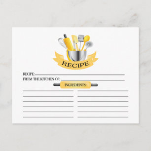 Cartão Postal Ferramentas de Cozinha Amarela Placas de Receita d