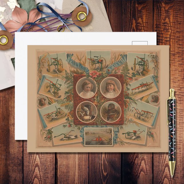 Cartão Postal Ferramentas de Empurramento de Farmer Ephemera (Criador carregado)