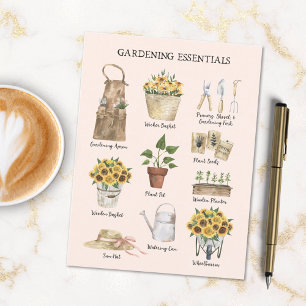Cartão Postal Ferramentas de Jardim de Girassol Essencial para J