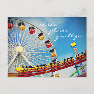 Cartão Postal Ferris Wheel Roller Coaster Places You Go Script
