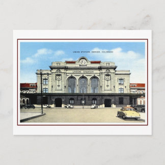Cartão Postal Ferrovia antiga, Estação Union de Denver, táxis