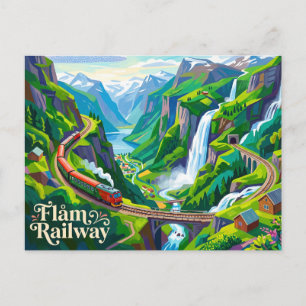 Cartão Postal Ferrovia de Flåm (Flåmsbana) Noruega