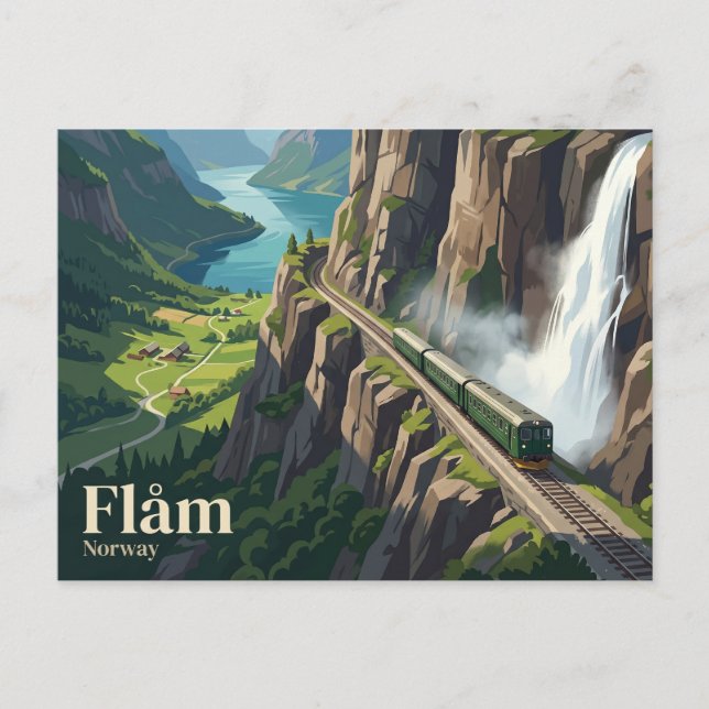 Cartão Postal Ferrovia de Flåm Noruega (Frente)
