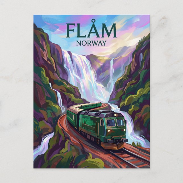 Cartão Postal Ferrovia de Flåm Noruega (Frente)