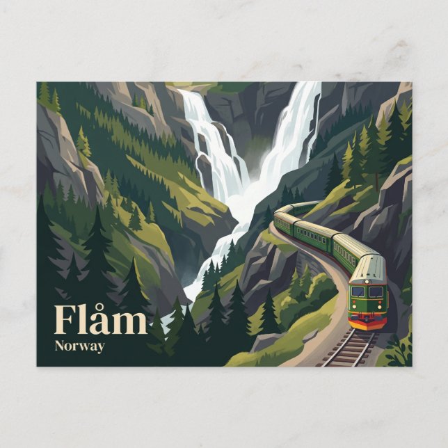 Cartão Postal Ferrovia de Flåm Noruega (Frente)