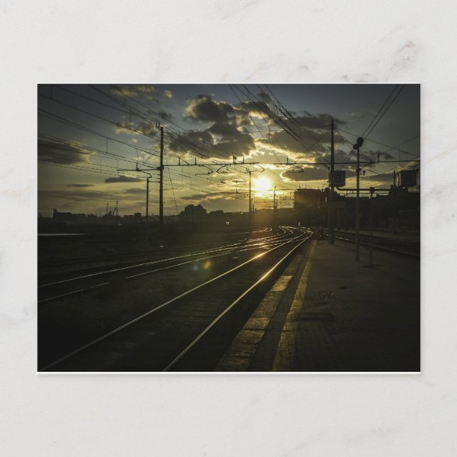 Cartão Postal Ferrovias de Catania ao pôr do sol (Frente)