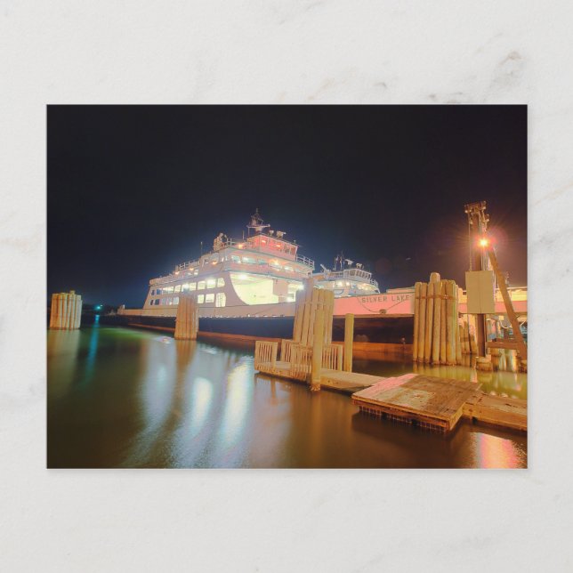 Cartão Postal ferry-boat prateado na ilha de ocracoke (Frente)