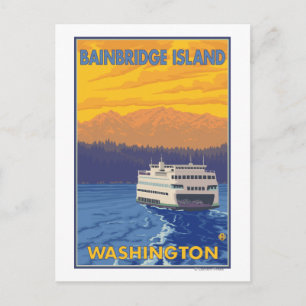 Cartão Postal Ferry e Montanhas - Bainbridge Island, WA