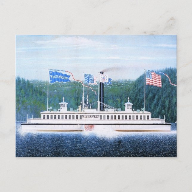 Cartão Postal Ferry-vapor Wiehawken 1868 (Frente)