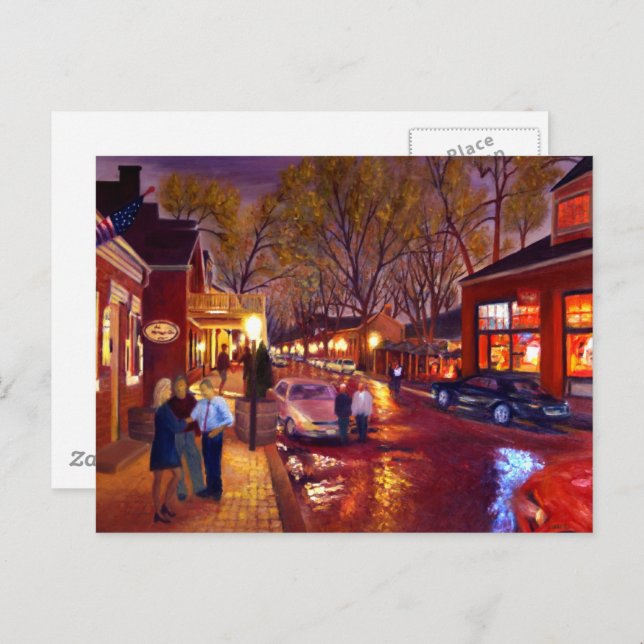 Cartão Postal Festa com azul vermelho púrpura (Frente/Verso)