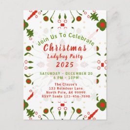 Cartão Postal Festa da Joaninha de Natal Vermelho Branco Verde
