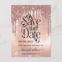 Festa de 40 Anos Rosa Dourado Save The Date