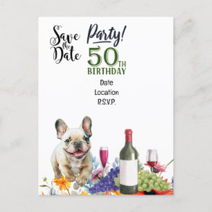 Cartão Postal Festa de 50 anos com buldogue francês