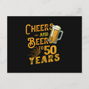 Cartão Postal Festa de 50 Anos de Idade 1970 Parabéns e Cervejas
