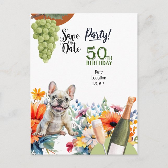 Cartão Postal Festa de 50 anos do Bulldogue Francês (Frente)