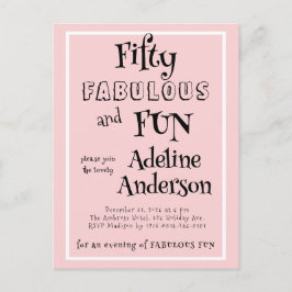 Cartão Postal Festa de 50 anos moderna e fabulosa em rosa