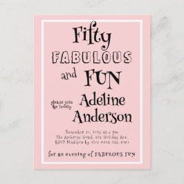Cartão Postal Festa de 50 anos moderna e fabulosa em rosa
