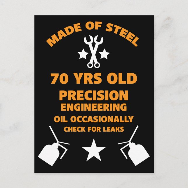 Cartão Postal Festa de 70 anos de idade de septuagenário  (Frente)