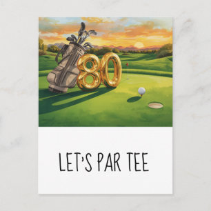 Cartão Postal Festa de 80 anos de Golfe Vamos ao tee de saída