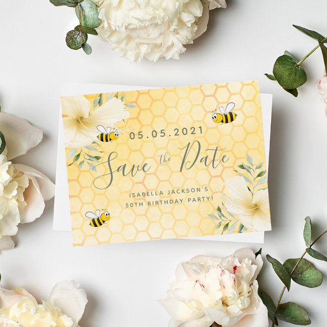Cartão Postal Festa de abelhas felizes de aniversário salve a da (Criador carregado)