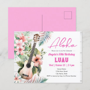 Cartão Postal Festa de aniversário adulto Aloha Luau ukulele
