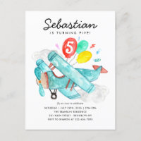 Festa de Aniversário Avião Balões Aquarela Fofa