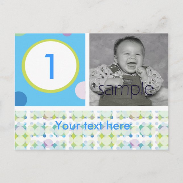 Cartão Postal Festa de aniversário bolinhas (Frente)