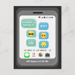 Cartão Postal Festa de Aniversário com Emoji