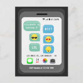 Cartão Postal Festa de Aniversário com Emoji