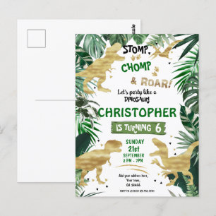 Cartão Postal Festa de Aniversário com Tema de Dinossauros