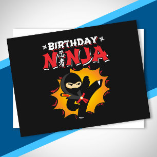 Cartão Postal Festa de Aniversário com Tema Ninja - Design de An